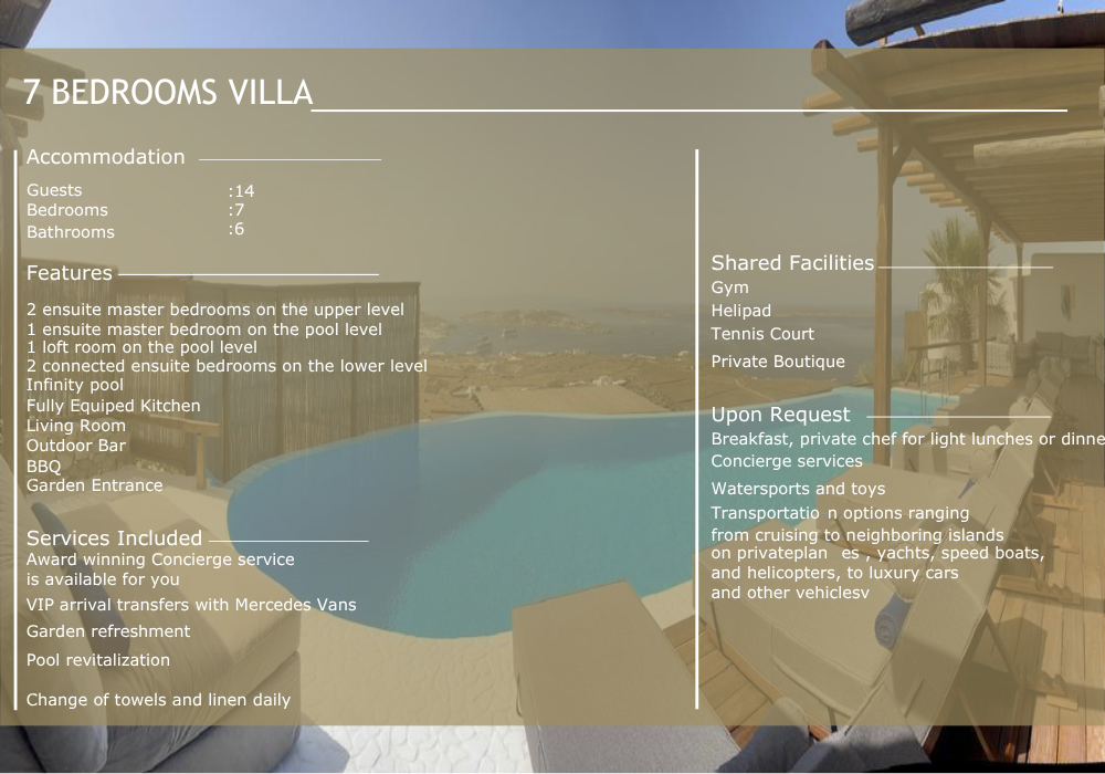 7 Bedrooms Villa With Private Pool Kastro, Mykonos